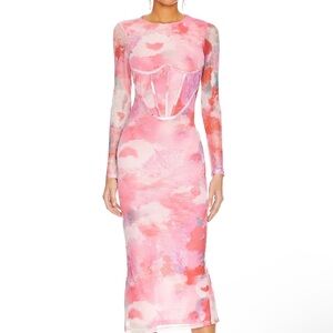 Bardot Vibrant Pink Long Sleeve Dress